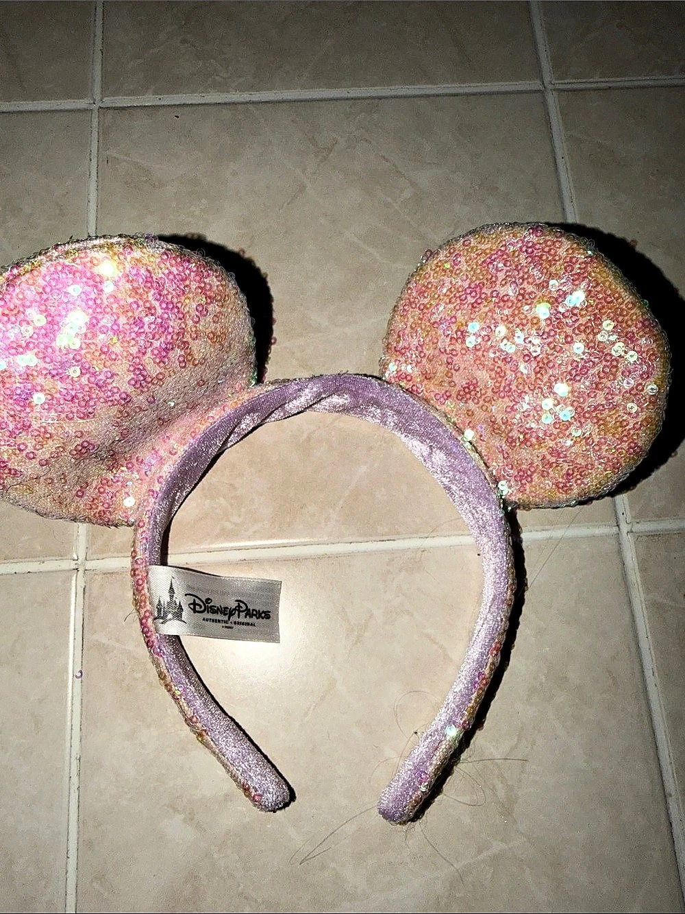 Disney Parks 40th Anniversary Sequin Mickey Ears Headband in Pink & Purple